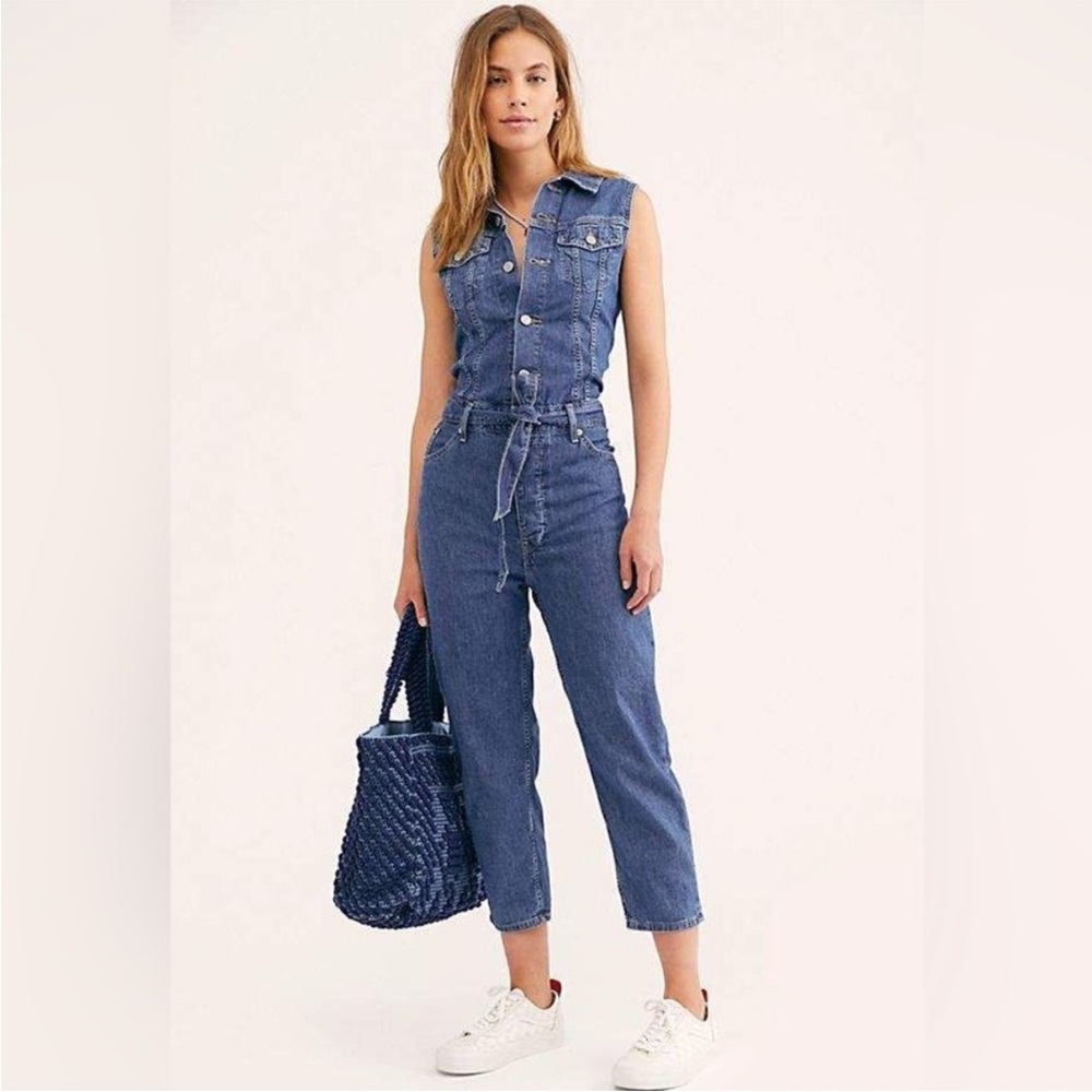 Levi's Blue Denim Sleeveless Jumpsuit